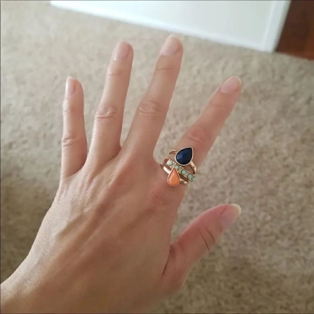 Fashion teardrop stacked rings 5 for $25
